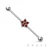 TWO TONE COLOR CZ FLOWER 316L SURGICAL STEEL INDUSTRIAL BARBELL